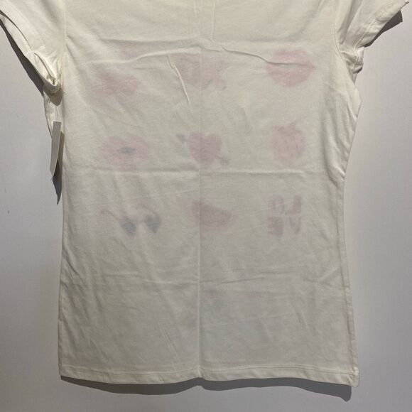 I’m Wound Up Women's Cream Love Theme Short Sleeve Graphic T-Shirt Large NWT - Picture 7 of 7